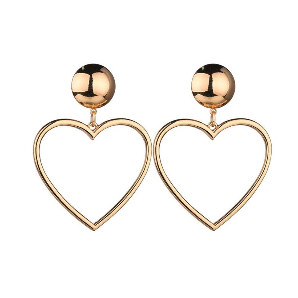 New Gold Heart Dangle Earrings